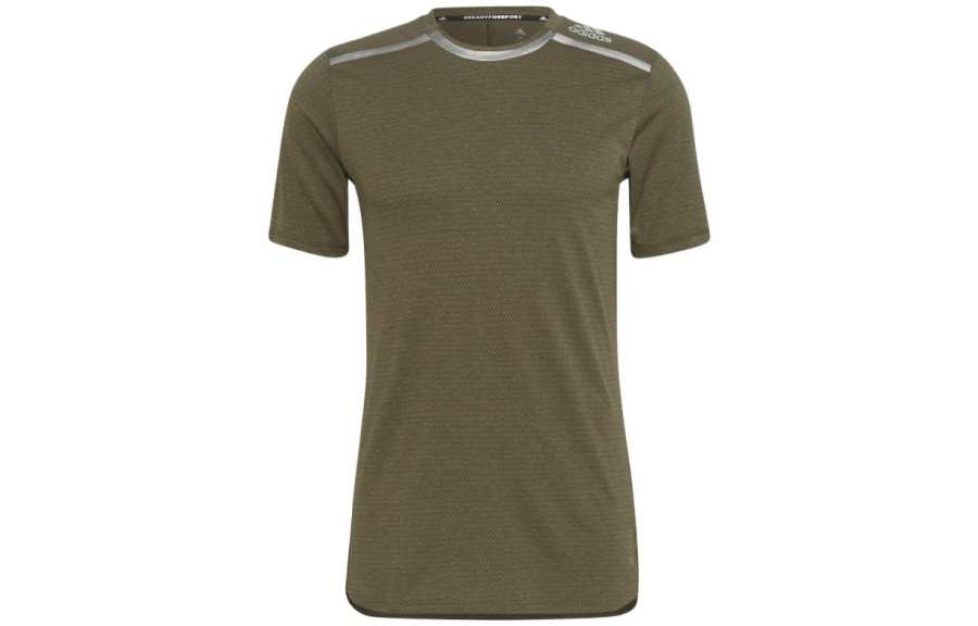 Adidas Adidas T Shirts Men's Olive Green Crew Neck Moderate Straight Fit
