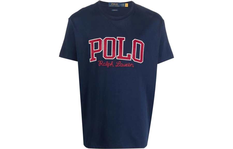 Polo Ralph Lauren T Shirts Men's Dark Blue Crew Neck Moderate Straight Fit