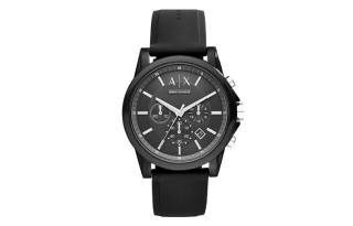 ARMANI EXCHANGEAE Wrist Watches Quartz Movement Silicone Strap 44mm Black Dial Men's Watches