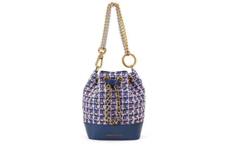 CHARLES&KEITH Tweed Bucket Bag, Shoulder Bag, Crossbody Bag Regular Women's Multicolor