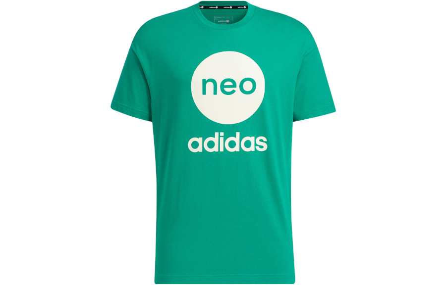Adidas Neo T Shirts Men's Green Crew Neck Moderate Straight Fit