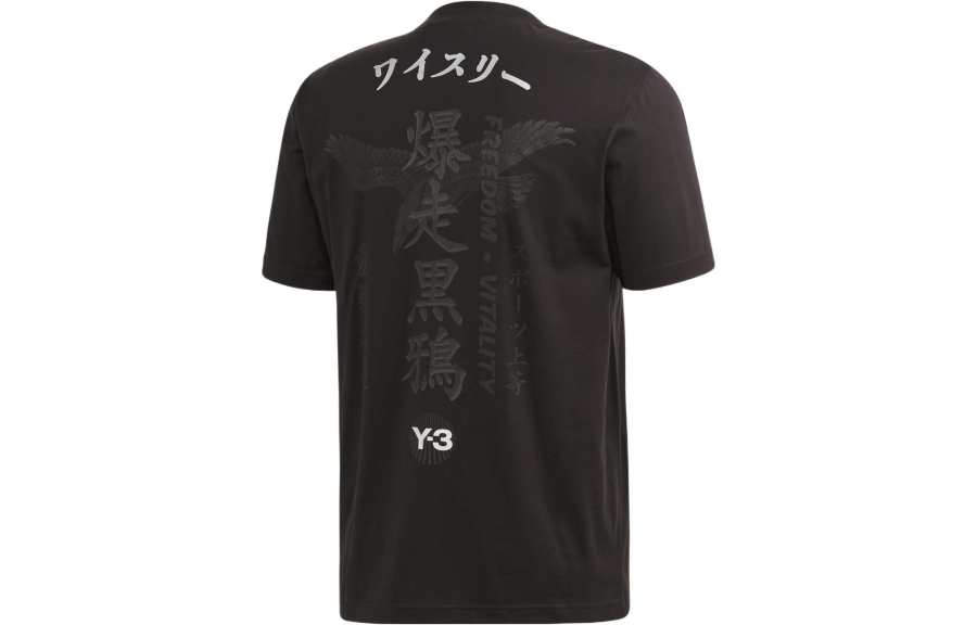 Y-3 Y 3 T Shirts Men's Black Crew Neck Moderate Straight Fit