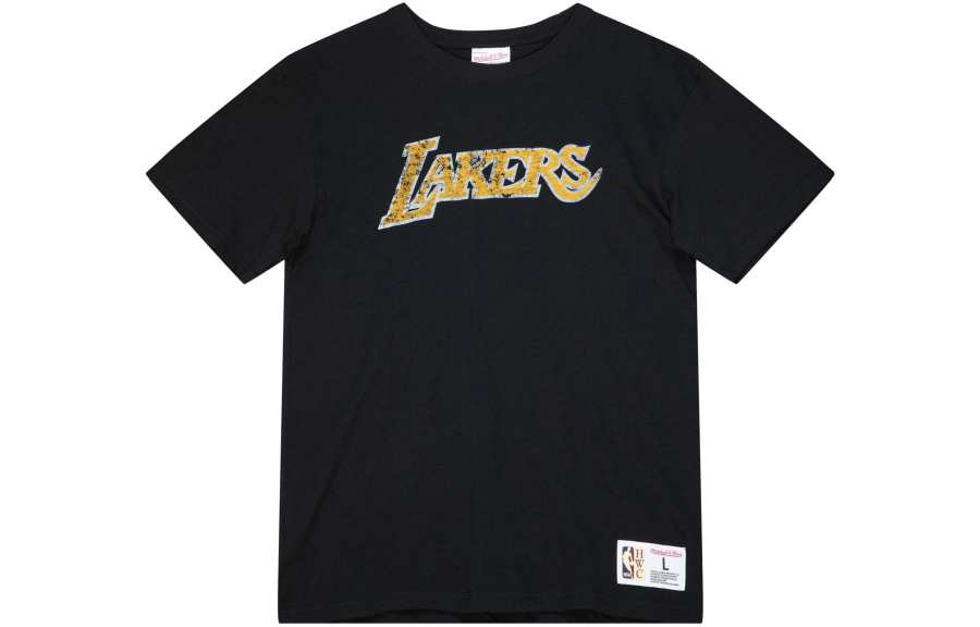 Mitchell Ness T Shirts Men's Black Crew Neck Moderate Straight Fit
