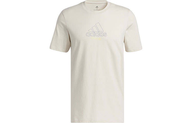 Adidas Adidas T Shirts Men's Beige Crew Neck Moderate Straight Fit