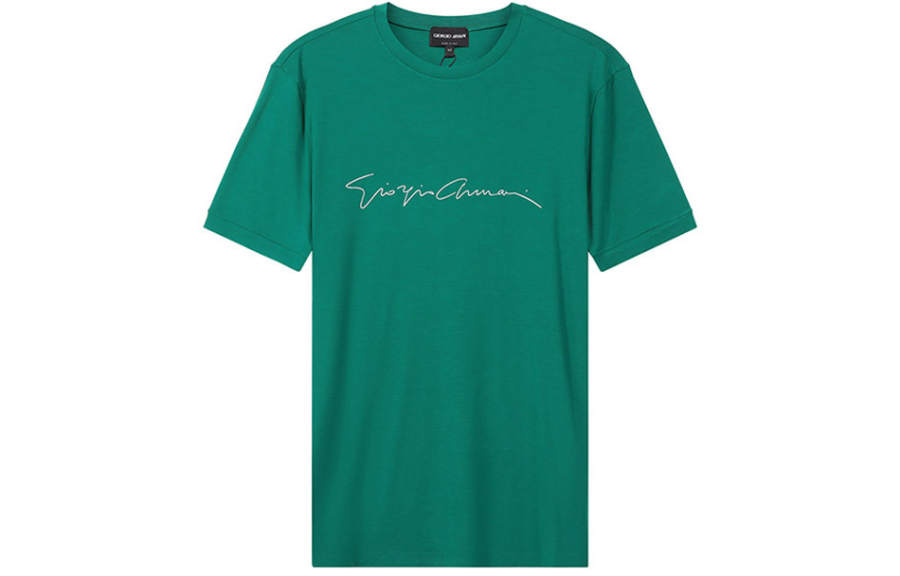 GIORGIO ARMANI T Shirts Men's Emerald Green Crew Neck Moderate Straight Fit
