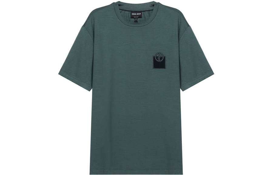 GIORGIO ARMANI T Shirts Men's Dark Green Crew Neck Moderate Straight Fit
