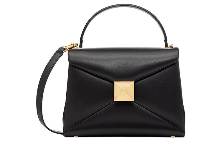 Valentino One Stud Lambskin Shoulder Bag, Crossbody Bag, Handbag Small Women's Black