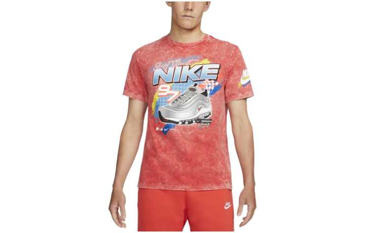 Nike Nike T Shirts Men's Red Crew Neck Moderate Straight Fit