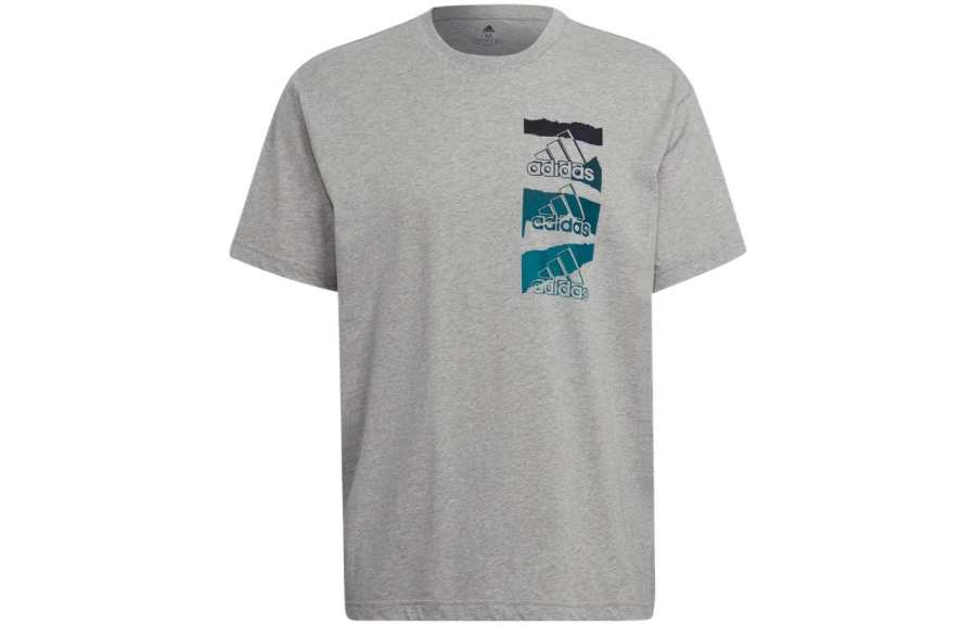 Adidas Adidas T Shirts Men's Gray Crew Neck Moderate Straight Fit