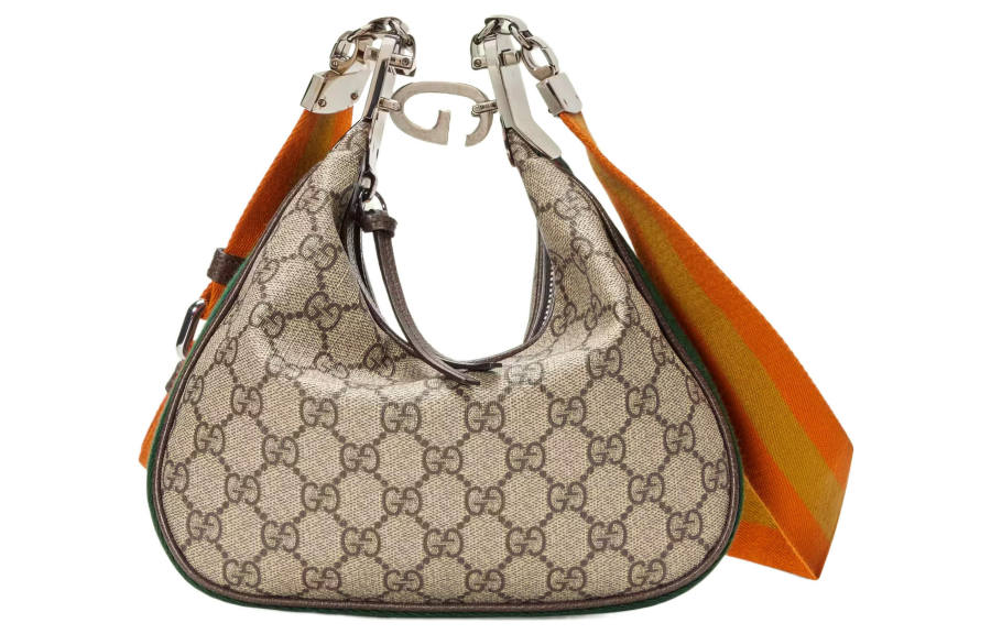 GUCCI Attache Canvas Leather Trim Dumpling Bag Handbag, Crossbody Bag, Shoulder Bag Women's