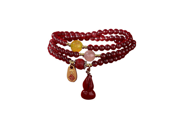 CAROMAY Copper Plated With 14k Gold Beaded Bracelets Unisex Champagne Gold