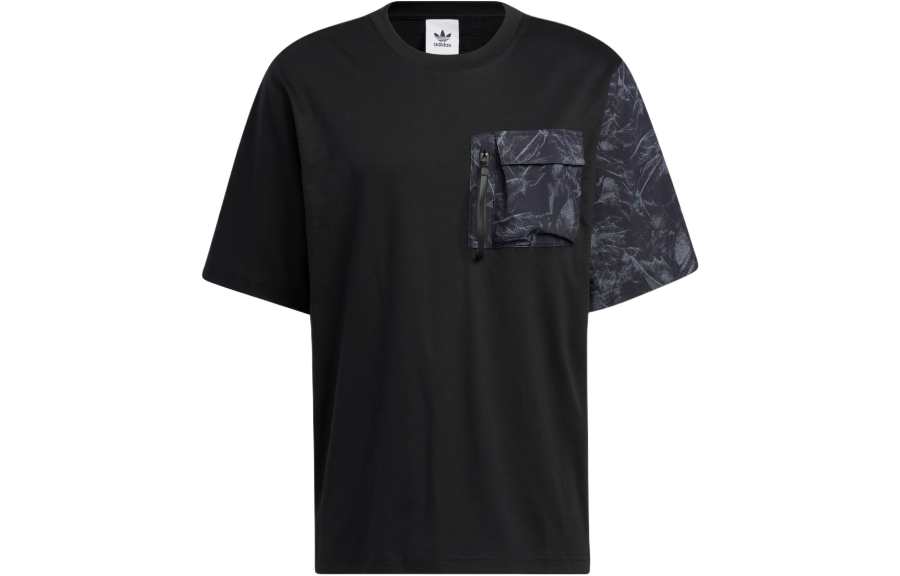 Adidas Originals T Shirts Men's Black Crew Neck Moderate Straight Fit