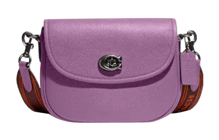 COACH Willow Polished Pebbled Leather Shoulder Bag, Crossbody Bag Small Women's Orchid Purple
