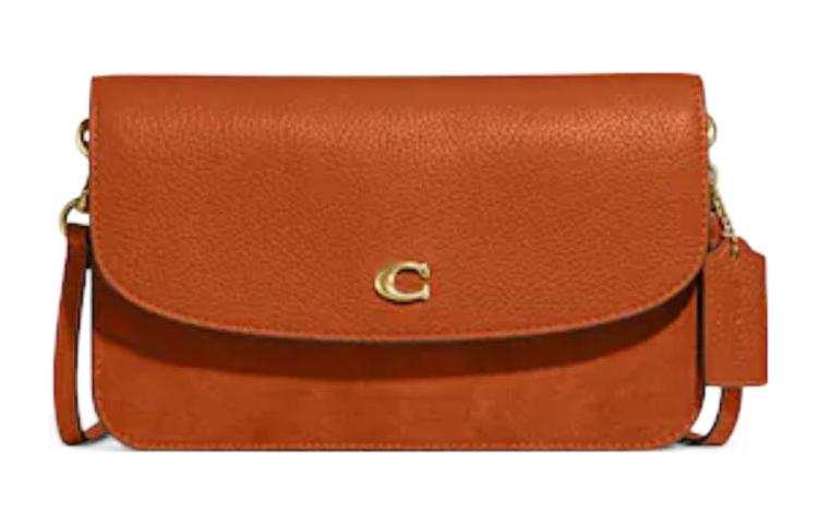 COACH Hayden Polished Grain Leather, Suede Shoulder Bag, Crossbody Bag Women's Canyon Red