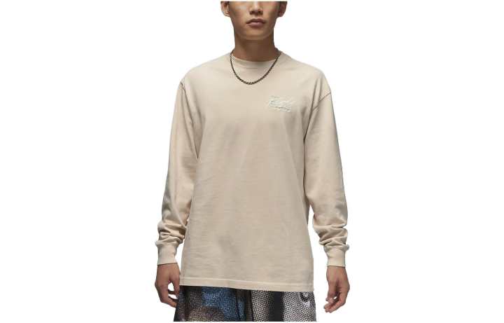 Jordan Jordan T Shirts Men's Beige Crew Neck Moderate Straight Fit