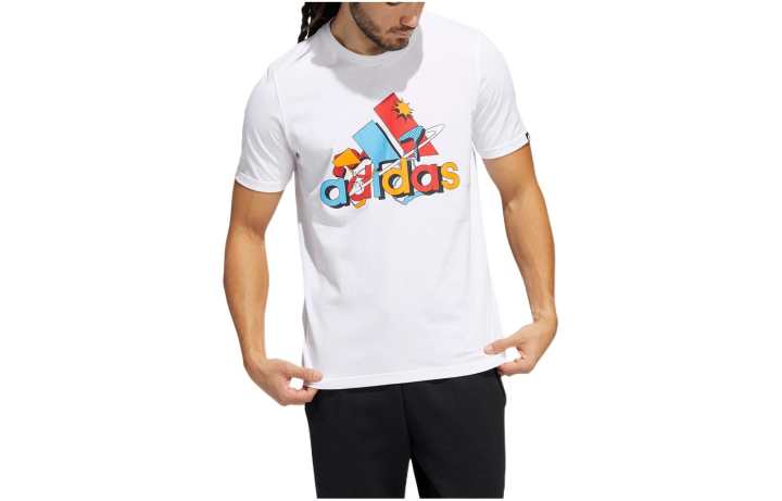 Adidas Adidas T Shirts Men's White Crew Neck Moderate Straight Fit