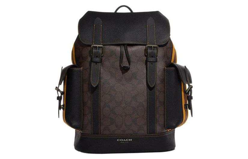 COACH Hudson Cow Leather Detail Backpack Large Men's Mahogany & Golden Peony