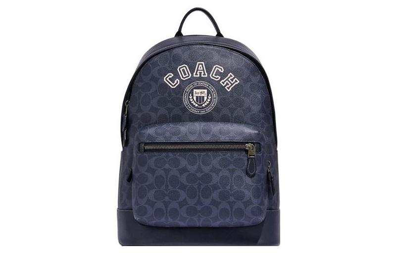 COACH COACH West Artificial Leather Backpack Large Men's Denim Blue & Chalk White
