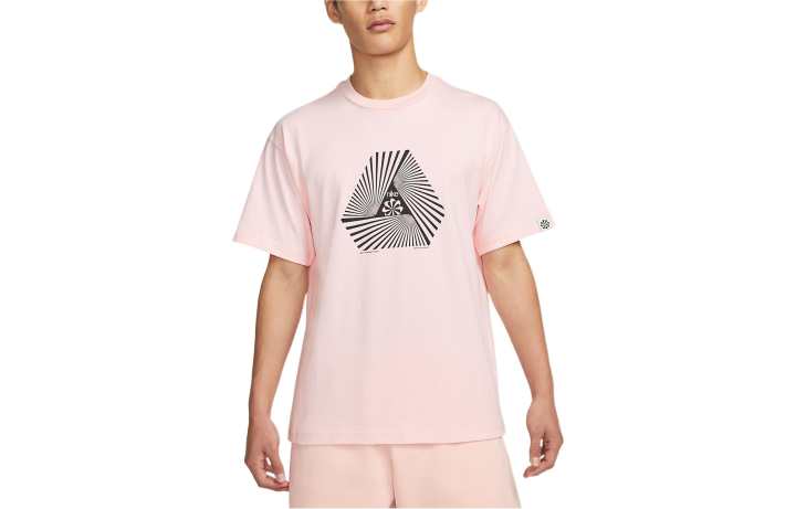 Nike Nike T Shirts Men's Pink Crew Neck Moderate Straight Fit