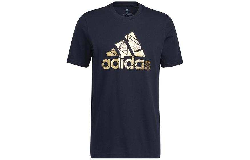 Adidas Adidas T Shirts Men's Dark Blue Crew Neck Moderate Straight Fit