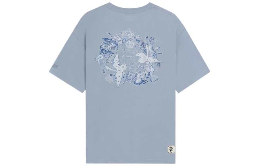 Li-Ning Li Ning Sports Life Collection T Shirt Unisex Soft Gray Blue