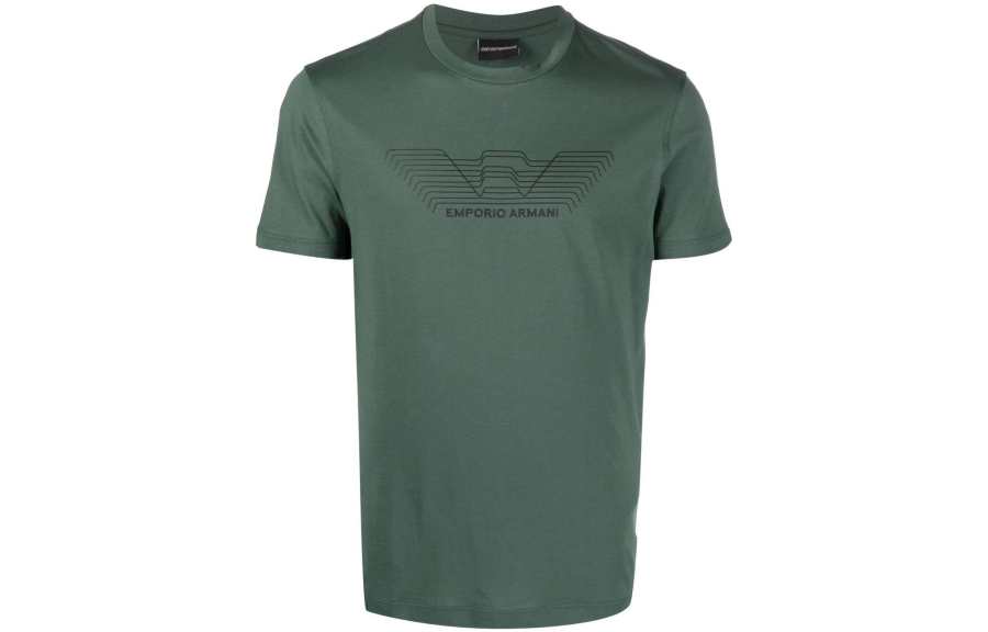 EMPORIO ARMANI T Shirts Men's Green Crew Neck Straight Fit