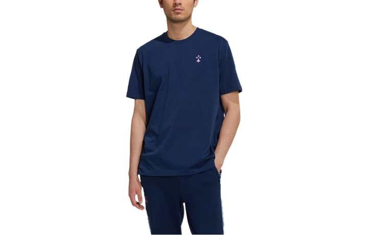 Adidas Adidas T Shirts Men's Blue Crew Neck Moderate Straight Fit
