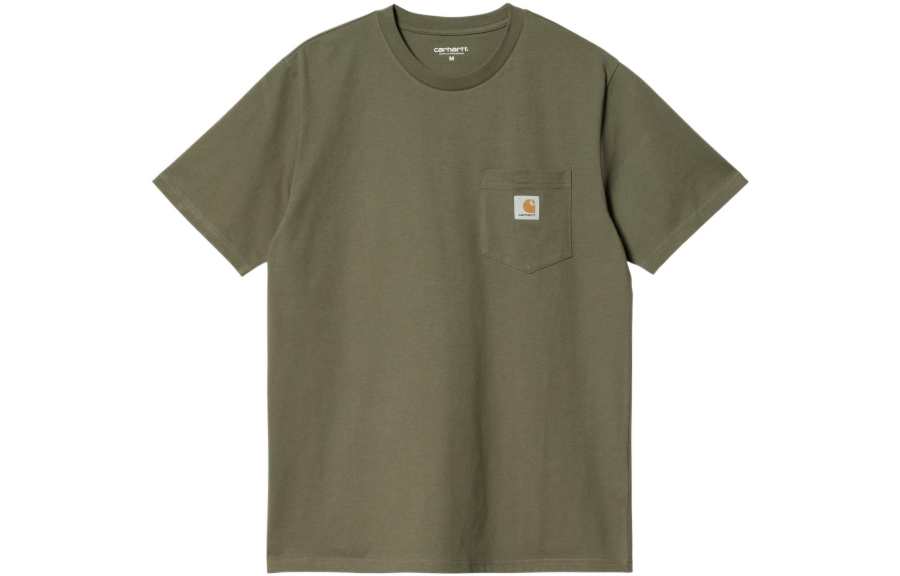 Carhartt WIP T Shirts Men's Army Green Crew Neck Moderate Straight Fit