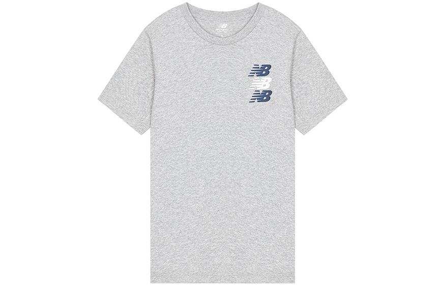 New Balance New Balance T Shirts Men's Gray Crew Neck Moderate Straight Fit