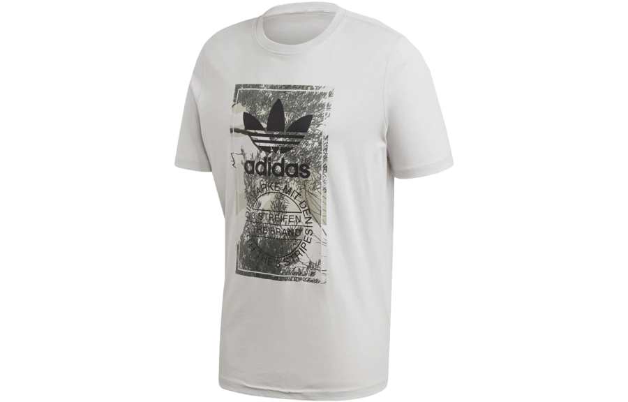 Adidas Originals T Shirts Men's Light Gray Crew Neck Moderate Straight Fit