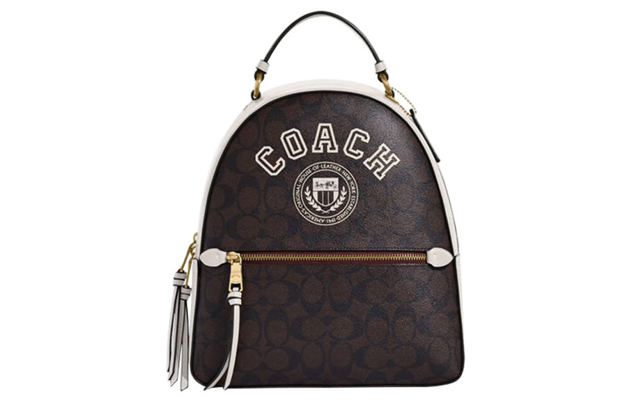 COACH COACH Jordyn Artificial Leather Backpack Regular Women's Brown & Chalk White