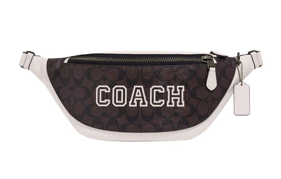 COACH Warren Cow Leather Sling Bag, Fanny Pack Large Men's Mahogany & Chalk White