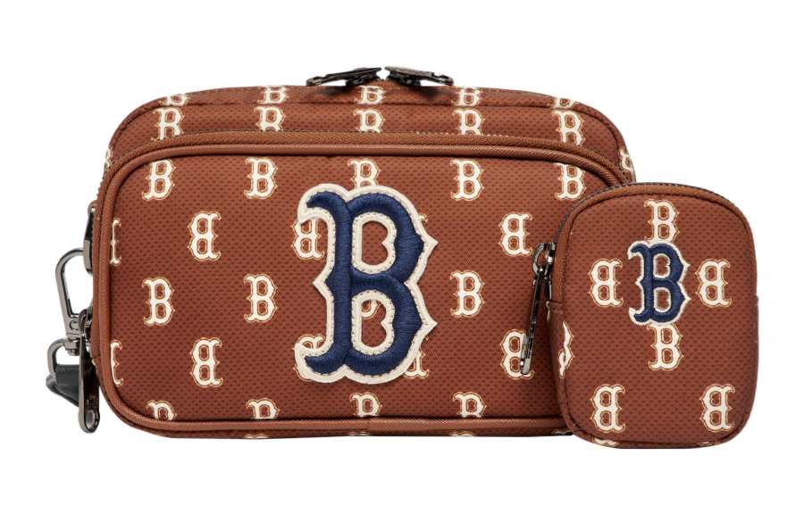 MLB MLB Monogram Collection Polyester Combo Bag, Shoulder Bag, Crossbody Bag Mini Unisex Red Brown