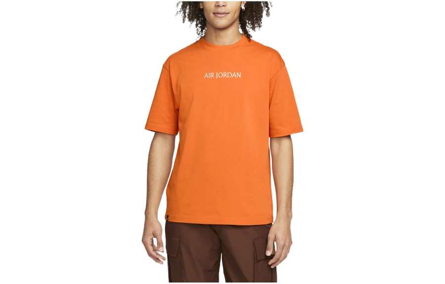 Jordan Jordan T Shirts Men's Orange Crew Neck Moderate Straight Fit