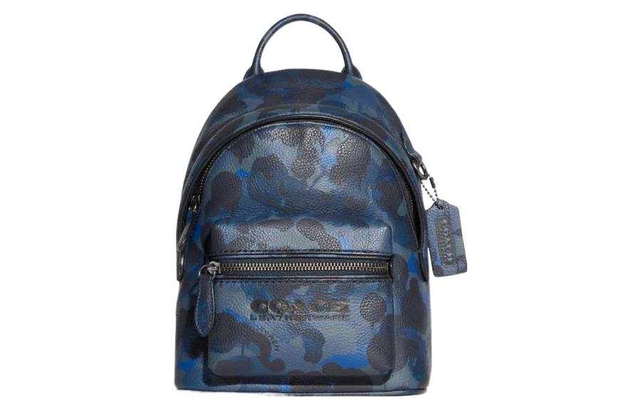 COACH COACH Charter Textured Leather Backpack Small Women's Blue & Marine Blue
