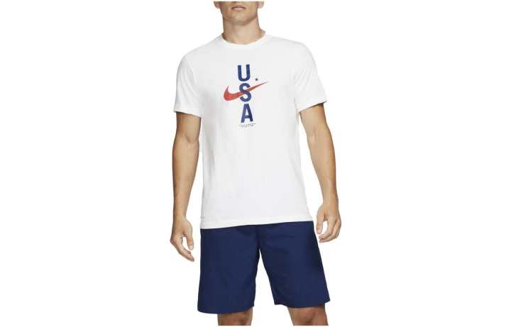 Nike Nike T Shirts Men's White Crew Neck Moderate Straight Fit