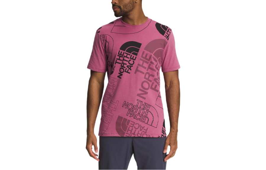 THE NORTH FACE T Shirts Men's Fuchsia Crew Neck Moderate Straight Fit