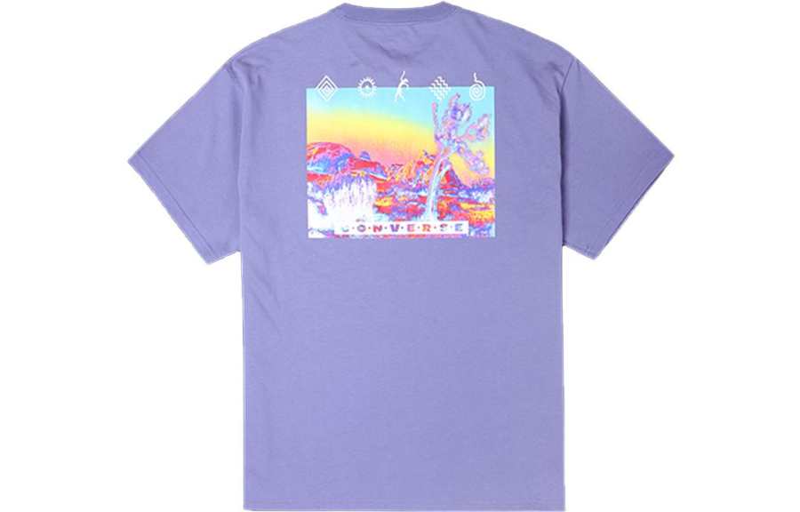 Converse T Shirts Men's Purple Crew Neck Moderate Straight Fit