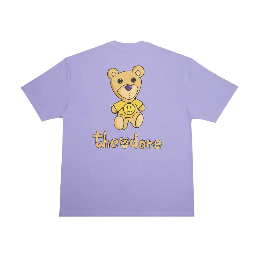 Drew house Bear Series T Shirts Unisex Purple Crew Neck Moderate Straight Fit