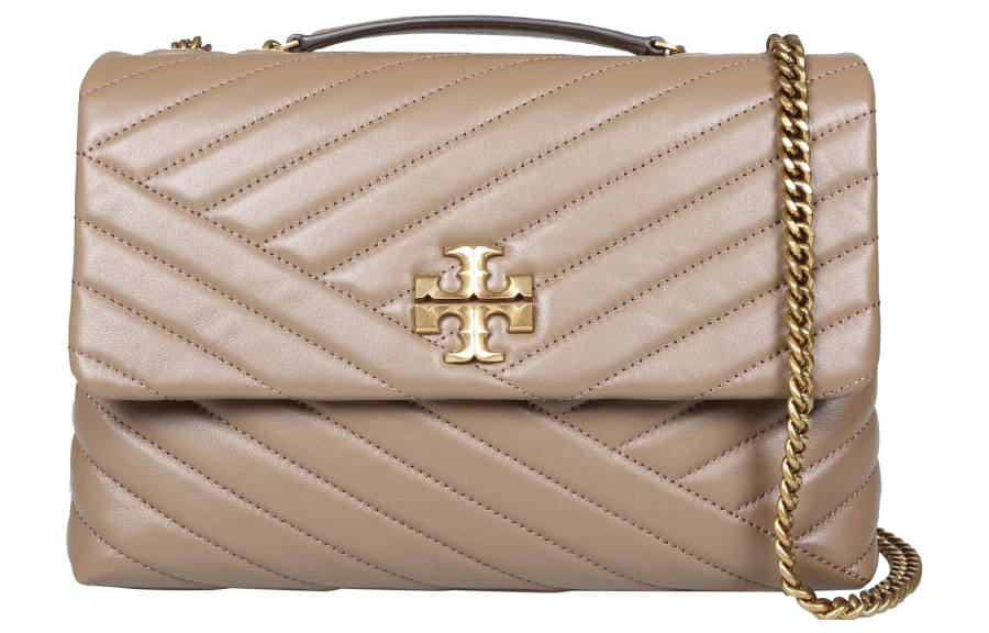 TORY BURCH Kira Leather Crossbody One Shoulder Handbag Women's Taupe