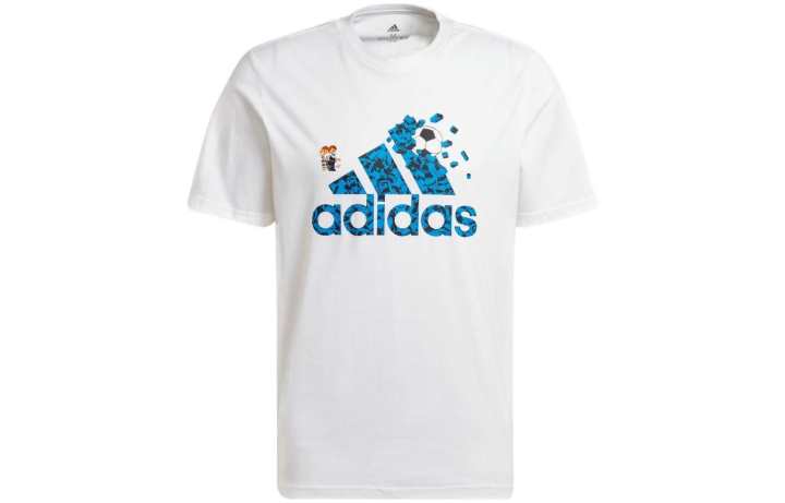Adidas Adidas T Shirts Men's White Crew Neck Moderate Straight Fit