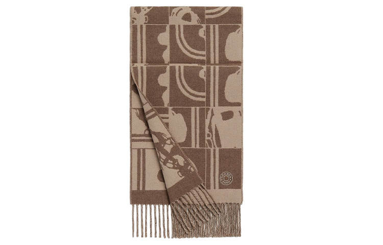 HERMES Vintage Brides De Gala Cashmere Knit Scarves Unisex Brown/Khaki