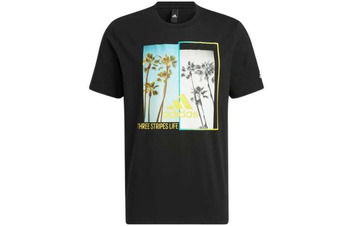 Adidas Adidas T Shirts Men's Black Crew Neck Moderate Straight Fit