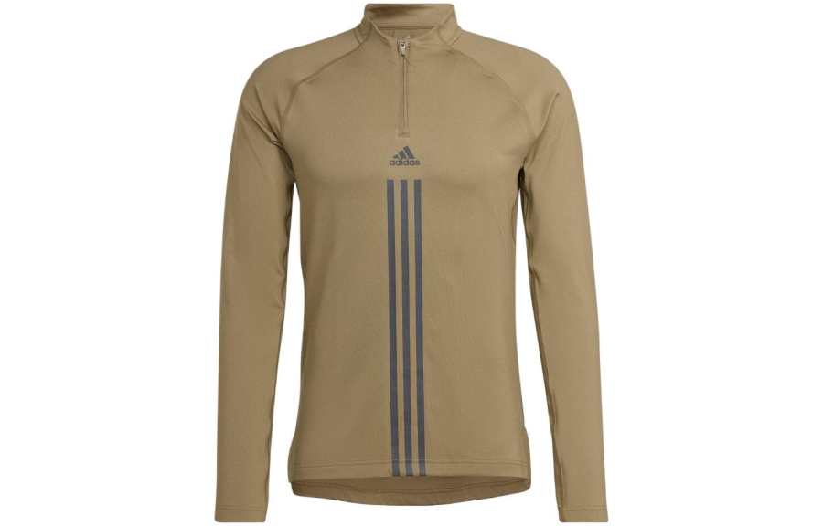 Adidas Adidas T Shirts Men's Green Stand Collar Moderate Straight Fit