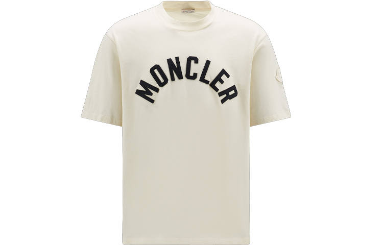 Moncler T Shirts Men's Beige Crew Neck Moderate