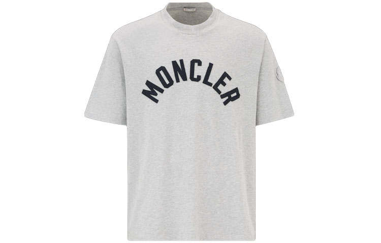 Moncler SS22 T Shirts Men's Light Gray Crew Neck Moderate