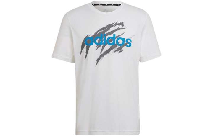 Adidas Adidas T Shirts Men's White Crew Neck Moderate Straight Fit