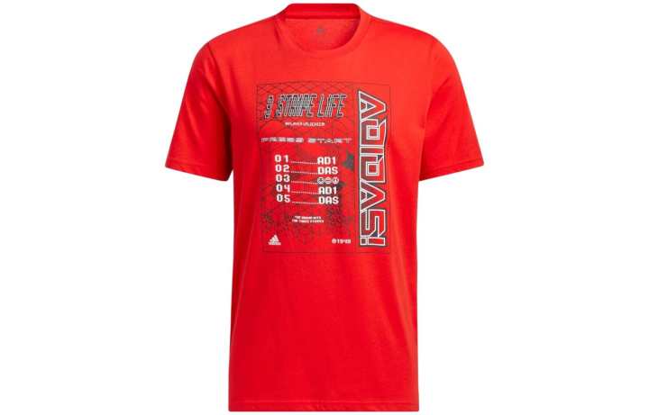 Adidas Adidas T Shirts Men's Red Crew Neck Moderate Straight Fit