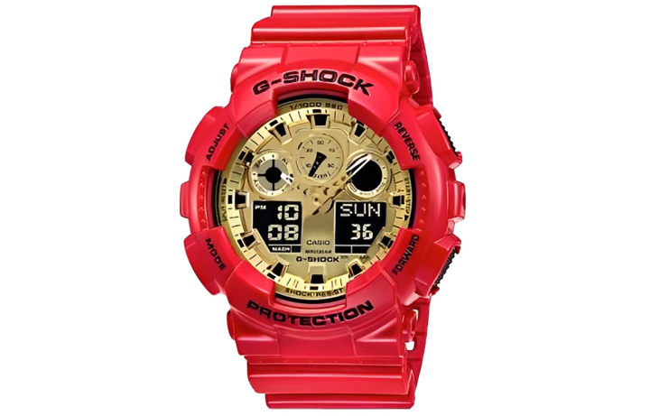CASIO CASIO Men Liquid Crystal/Analog Dual Display Series 55mm Gold Watch GA-100VLA-4A