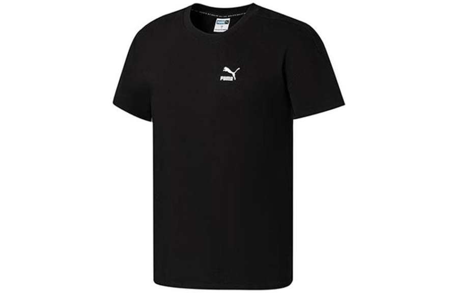 PUMA T Shirts Men's Black Crew Neck Moderate Straight Fit